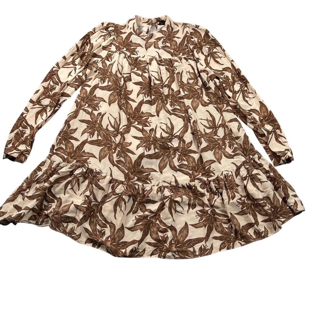 Love Republic Dress Womens EUR 42 / US 10 Tan Brown Floral Long Sleeve‎ Boho